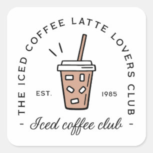 Iced koffie latte liefhebbers meisjes club estheti vierkante sticker
