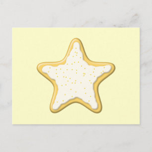 Iced Star Cookie. Geel en Cream. Briefkaart
