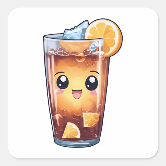 Iced Tea Vierkante Sticker (Voorkant)