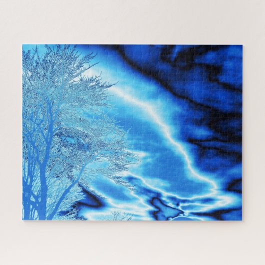 Iced Winter Tree in Cobalt sky Legpuzzel (Horizontaal)