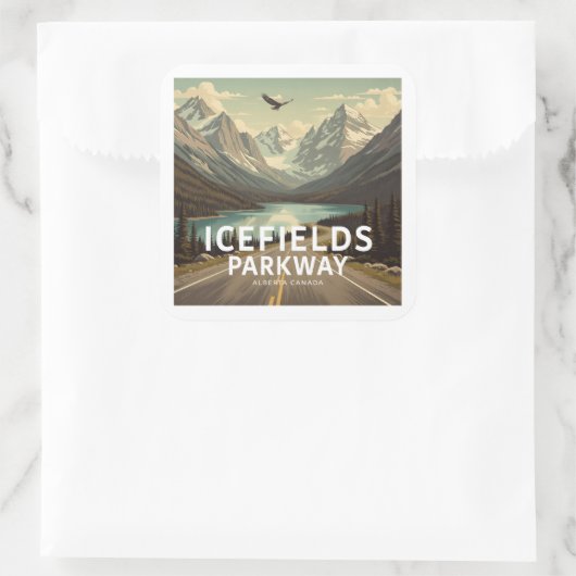 Icefields Parkway Alberta Canada Eagle Vierkante Sticker (Tas)