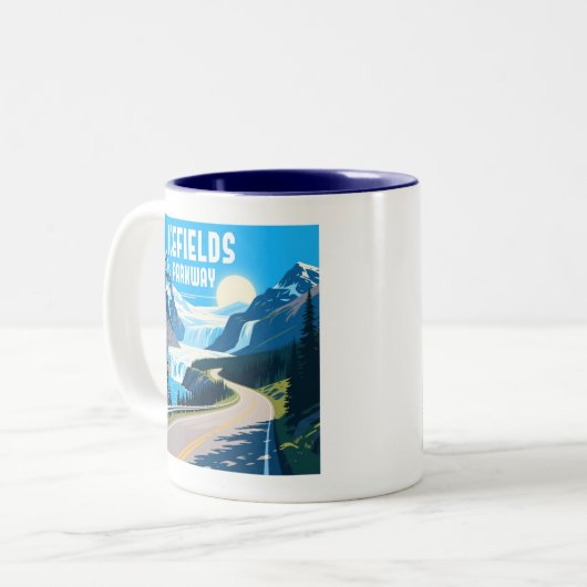 Icefields Parkway Alberta Canada Landschap Tweekleurige Koffiemok (Voorkant links)