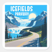 Icefields Parkway Alberta Canada Landschap Vierkante Sticker (Voorkant)
