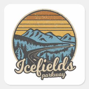 Icefields Parkway Alberta Canada Retro Vierkante Sticker