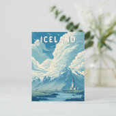 Iceland Illustration Travel Art Vintage Briefkaart (Staand voorkant)