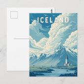 Iceland Illustration Travel Art Vintage Briefkaart (Voorkant / Achterkant)