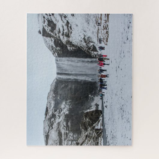 Iceland Jigsaw Puzzle - Skogafoss waterfall Winter Legpuzzel (Verticaal)
