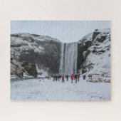 Iceland Jigsaw Puzzle - Skogafoss waterfall Winter Legpuzzel (Horizontaal)