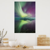 Iceland, Jokulsarlon. Aurora Lights Reflect Poster (Keuken)