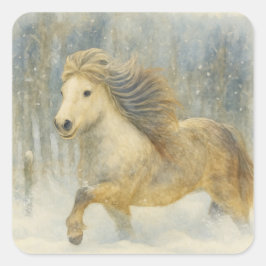 Icelandic Horse Winter Scene Sticker