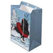 Iceskating Newfoundland Puppy Winter Wonderland Medium Cadeauzakje (Voorkant Gekanteld)