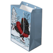 Iceskating Newfoundland Puppy Winter Wonderland Medium Cadeauzakje (Achterkant Gekanteld)