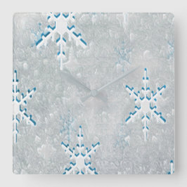 IceSnowflakes Kerstmis Vierkante Klok