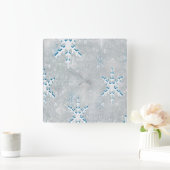 IceSnowflakes Kerstmis Vierkante Klok (Huis)