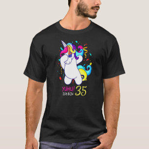 Ich Bin 35 Einhorn Tupfen Schattige 35e Dabbing Un T-shirt
