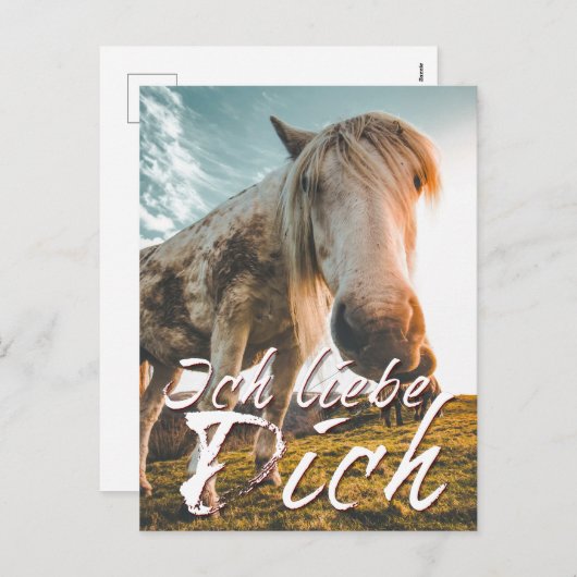 Ich liebe dich mit schauenden Pferd Feestdagenkaart (Voorkant / Achterkant)