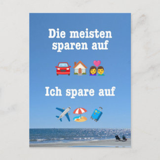 „Ich spare auf … Reisen!“ Postkarte Briefkaart