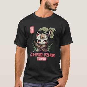 Ichigo Ichie Chibi Kitten Samurai met Cherry Blos T-shirt