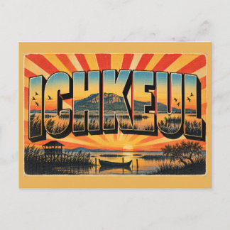 Ichkeul-meer-moeras-berg Vintage Reis Kunst Briefkaart