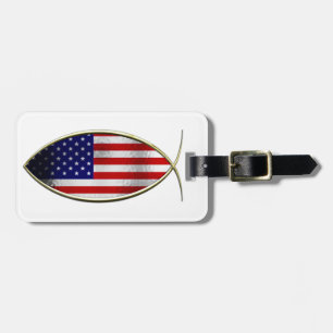 Ichthus - Amerikaanse vlag Bagagelabel
