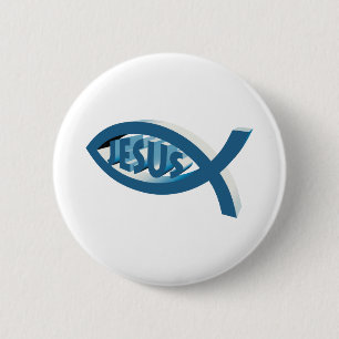 Ichthus - Christelijk vissymbool - Jezus Scripts Ronde Button 5,7 Cm