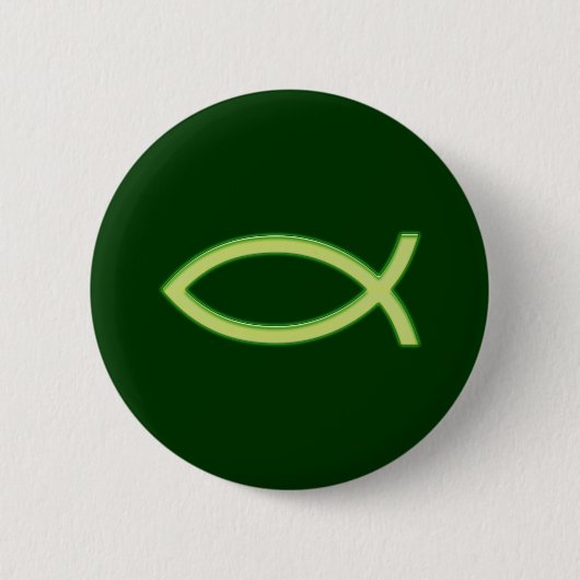 Ichthus - Christelijk vissymbool - licht groen Ronde Button 5,7 Cm (Voorkant)
