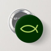 Ichthus - Christelijk vissymbool - licht groen Ronde Button 5,7 Cm (Voorkant /achterkant)