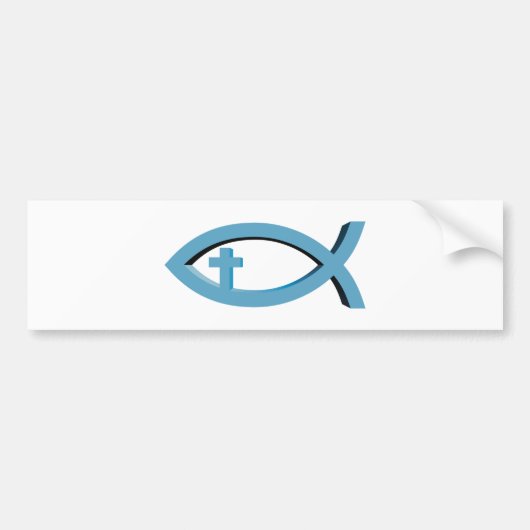 Ichthus - Christelijk vissymbool met Crucifix Bumpersticker (Voorkant)
