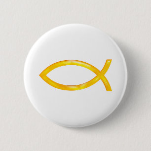 Ichthus - Christelijk vissymbool Ronde Button 5,7 Cm