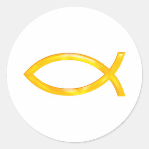Ichthus - Christelijk vissymbool Ronde Sticker
