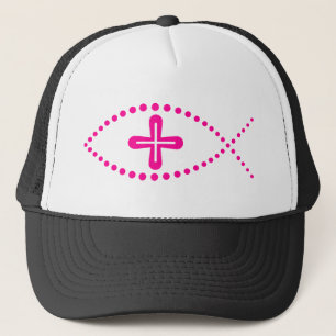 Ichthus roze Christelijke vis Trucker Pet