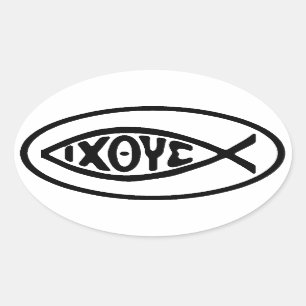 Ichthus Vis Symbool Ovale Bumperstickers Sticker