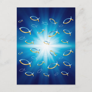 Ichthuspatroon Christelijk vissymbool Briefkaart