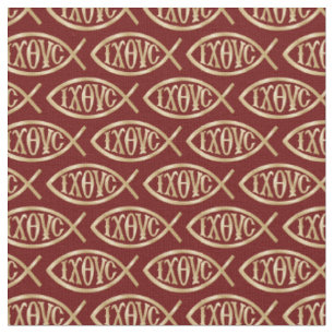 Ichthys Christelijk Symbool Patroon Stof