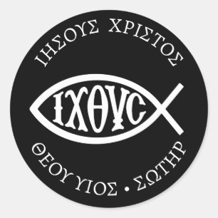 Ichthys Christelijk symbool Ronde Sticker