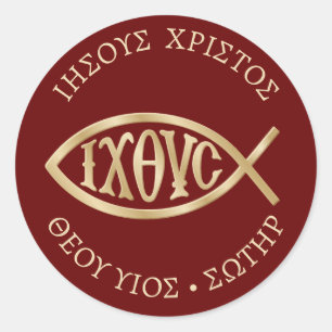 Ichthys Christelijk symbool Ronde Sticker