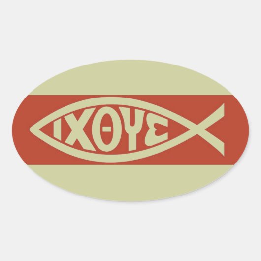 Ichthys (Christelijk vissymbool) Ovale Sticker (Voorkant)
