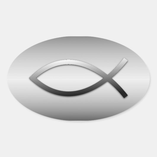 Ichthys Jesus Fish Christelijk Symbool Ovale Sticker (Voorkant)