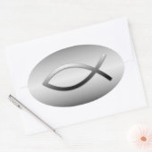 Ichthys Jesus Fish Christelijk Symbool Ovale Sticker (Envelop)
