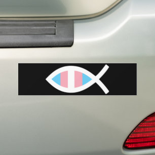 Ichthys Jesus Fish LGBTQ Transgender Christelijk Bumpersticker