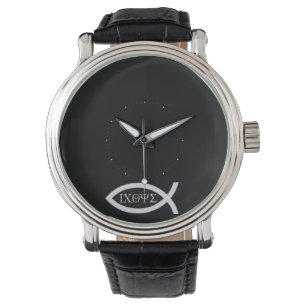 Ichtys Christelijke vissymbool  Inspirerend gesche Horloge