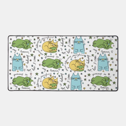 Ici Kitty Kitty Desk Mat (Recto)