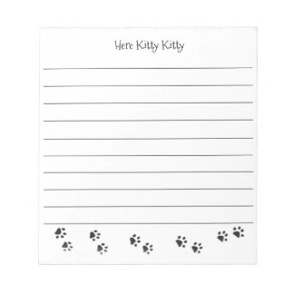 Ici Kitty Kitty Empreintes de Patte Bloc-notes lig