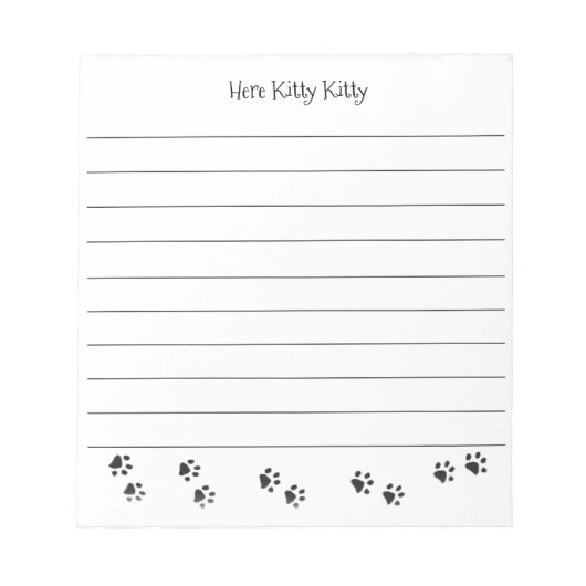 Ici Kitty Kitty Empreintes de Patte Bloc-notes lig (Devant)