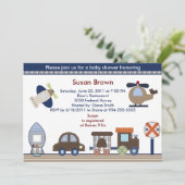 Ici, Là, Partout Baby shower Garçon Invitation (Debout devant)