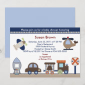 Ici, Là, Partout Baby shower Garçon Invitation (Devant / Derrière)