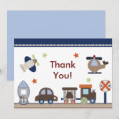 Ici, Là, Partout, Carte de remerciements Garçon (Devant / Derrière)