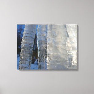 Icicles Abstracte Blauwe Winterfotografie Canvas Afdruk