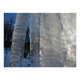 Icicles Abstracte Blauwe Winterfotografie Perfect Poster