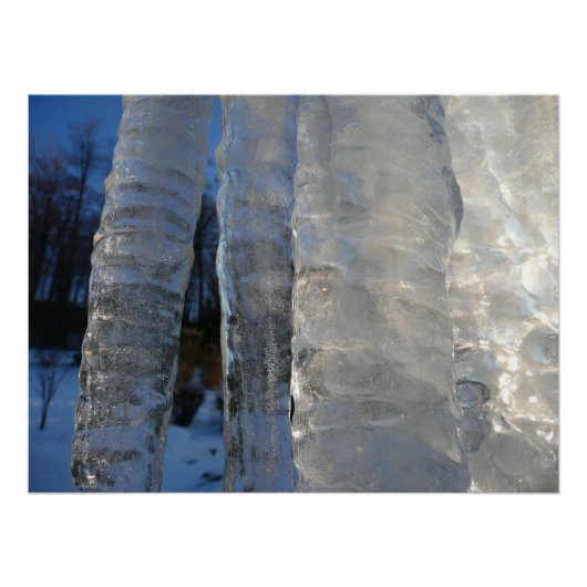 Icicles Abstracte Blauwe Winterfotografie Perfect Poster (Voorkant)
